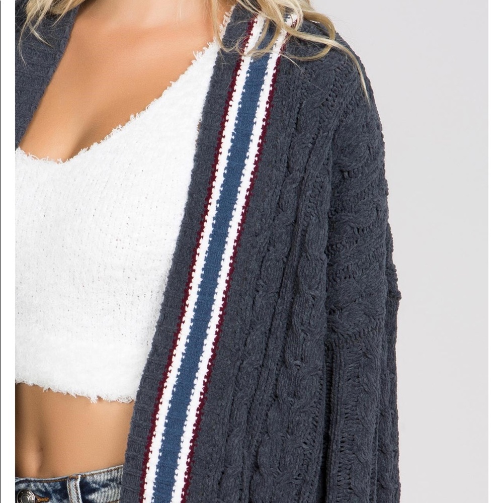 LAST1️⃣Varsity Chenille Charcoal Cardigan - Picture 7 of 8